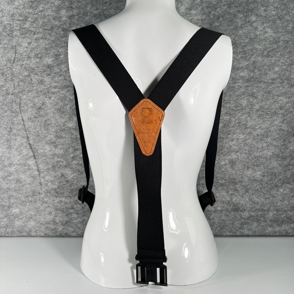 Perry Suspenders USA Men's Heavy Duty Hook On Belt Suspenders 48” Leather Patch